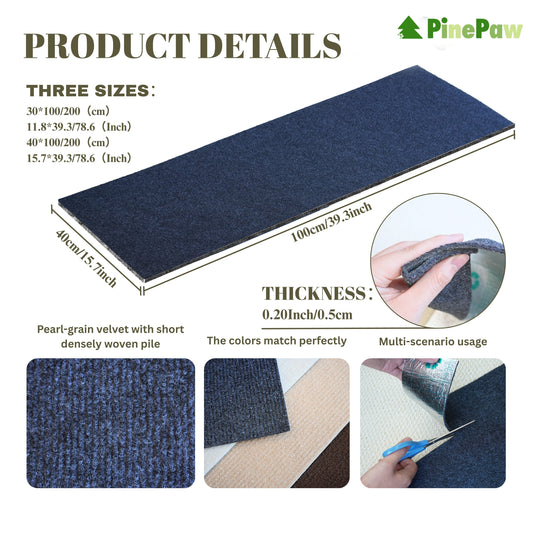 Cat Scratching Carpet Mat, Self-Adhesive Trimmable Cat Climbing Post Covered Pad Replacement for DIY Cat Tree Shelf Steps Couch Corner Wall Cat Scratcher Furniture Protector