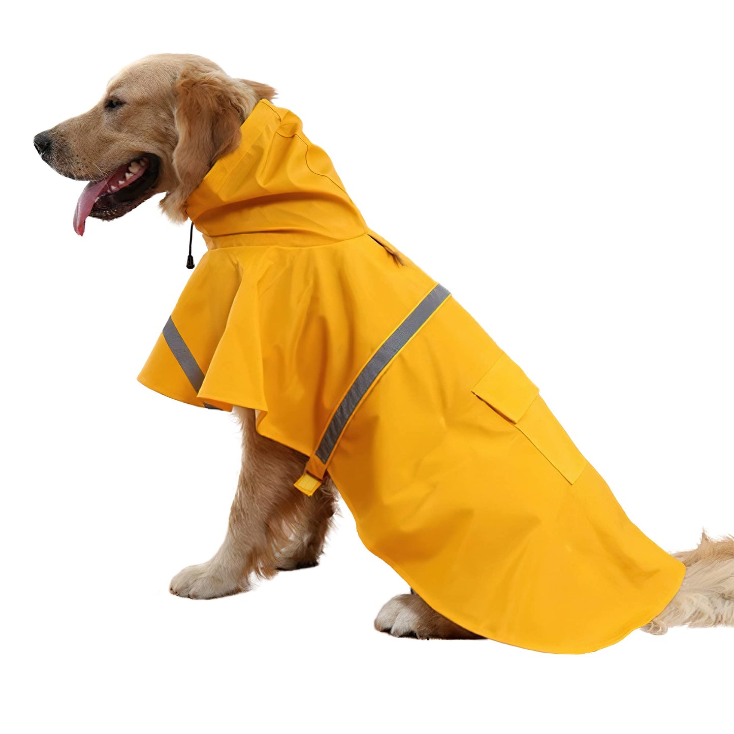 Large Dog Raincoat Adjustable Pet Water Proof Clothes Lightweight Rain Jacket Poncho Hoodies with Strip Reflective