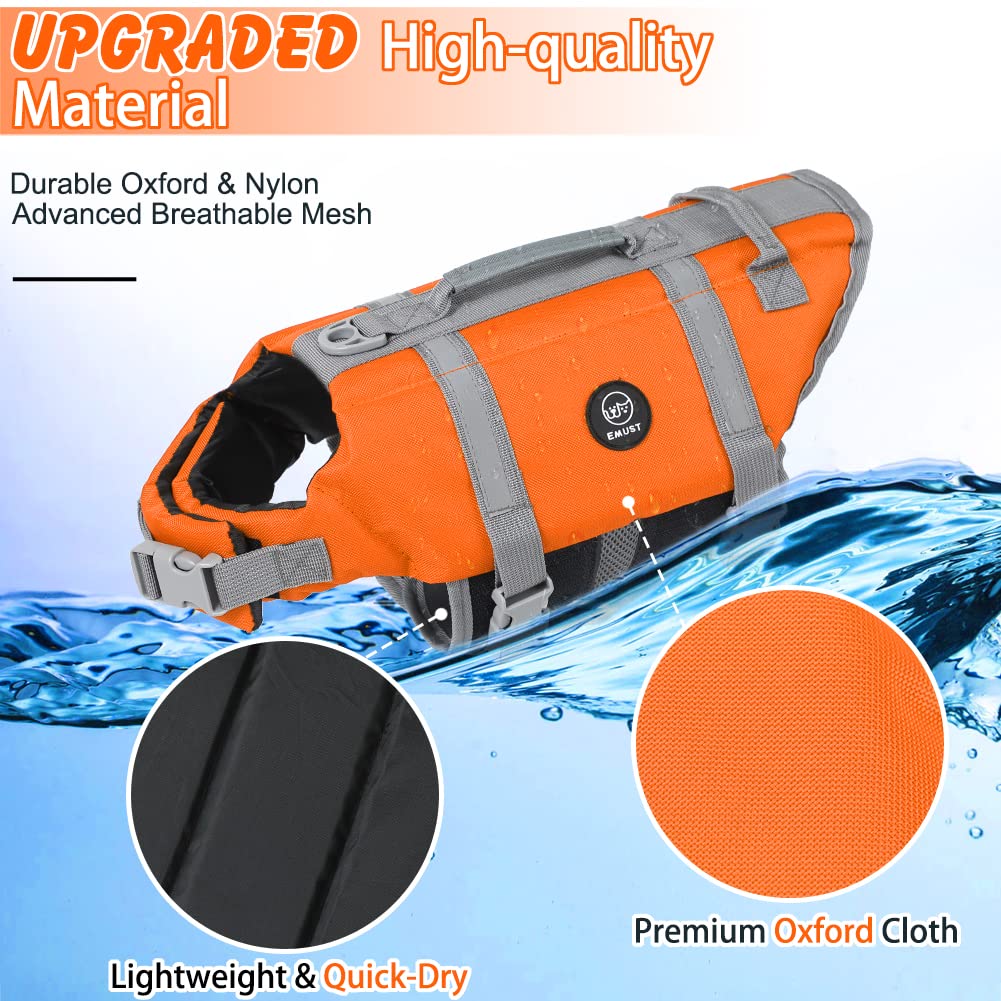 Dog Life Vests, Adjustable Dog Life Jacket with Rescue Handle, Puppy Flotation Vest