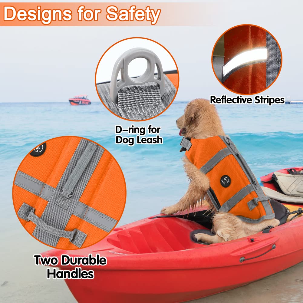 Dog Life Vests, Adjustable Dog Life Jacket with Rescue Handle, Puppy Flotation Vest