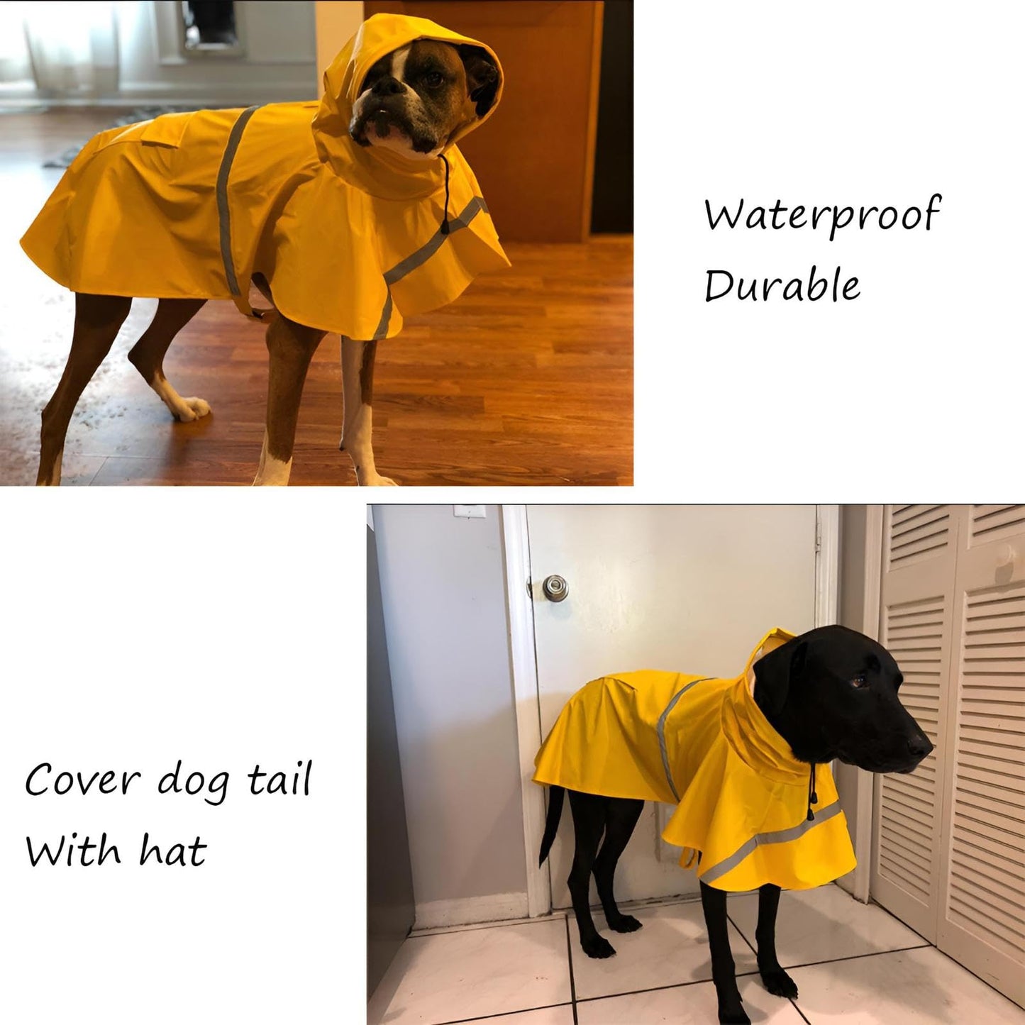 Large Dog Raincoat Adjustable Pet Water Proof Clothes Lightweight Rain Jacket Poncho Hoodies with Strip Reflective