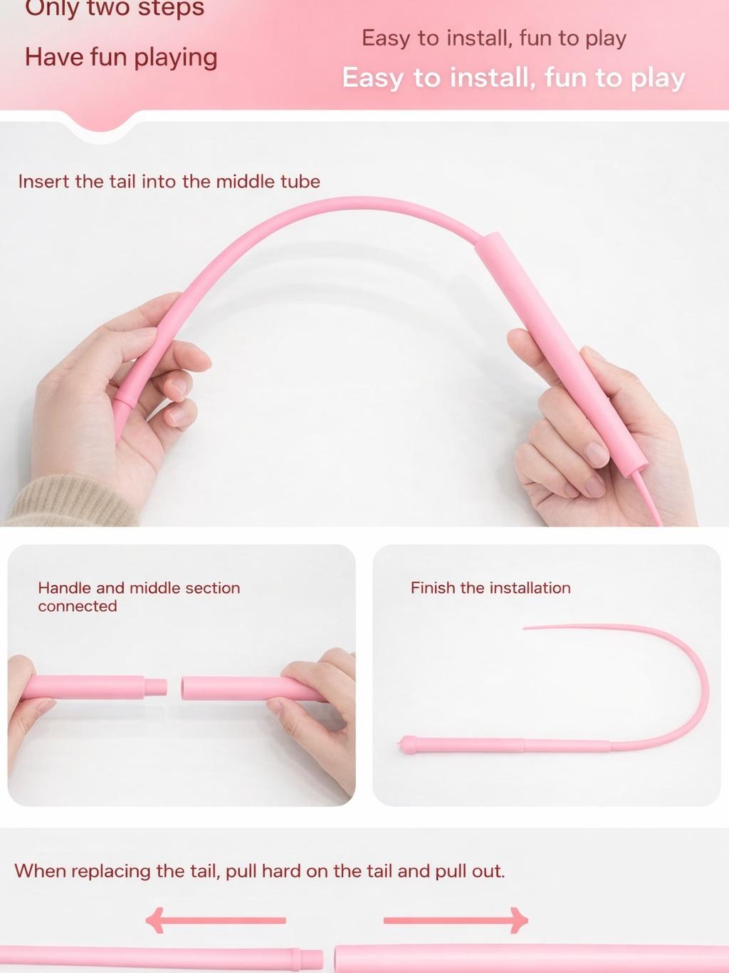 PinePaw Interactive Mouse Tail Cat Toy Set with 2 Replaceable Teaser Heads Mimics Mouse Tail Design for Engaging Playtime & Versatile Fun