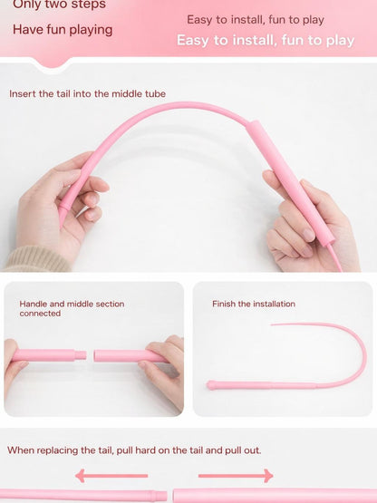 PinePaw Interactive Mouse Tail Cat Toy Set with 2 Replaceable Teaser Heads Mimics Mouse Tail Design for Engaging Playtime & Versatile Fun