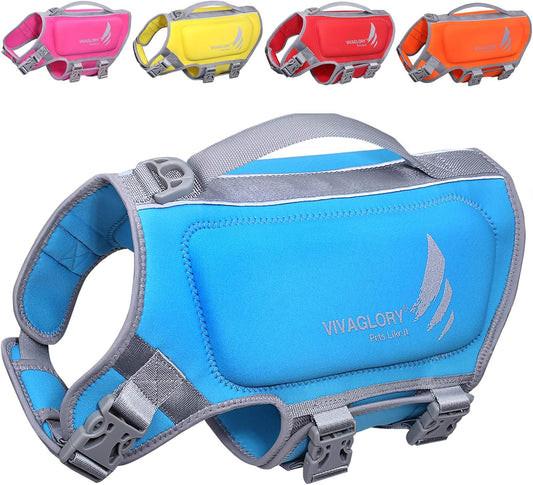 Lightweight Neoprene Dog Life Jackets, Skin-Friendly Pet Life Preserver Life Vest with D-Ring and Quick Release Buckle for Puppy Small Dogs