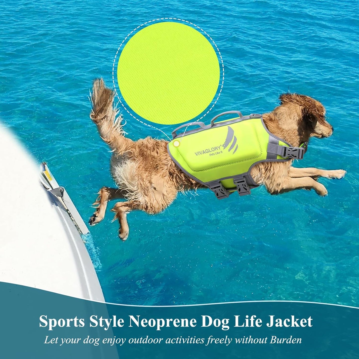Lightweight Neoprene Dog Life Jackets, Skin-Friendly Pet Life Preserver Life Vest with D-Ring and Quick Release Buckle for Puppy Small Dogs