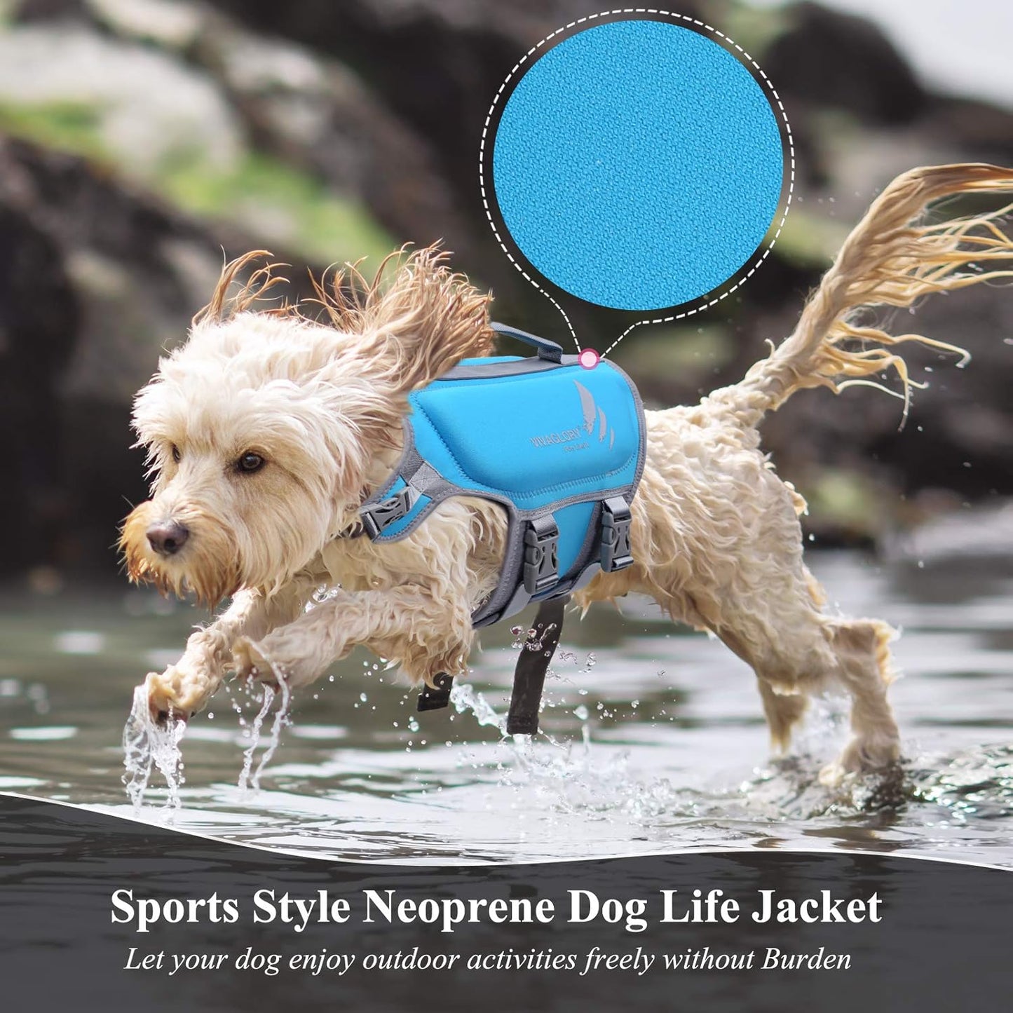 Lightweight Neoprene Dog Life Jackets, Skin-Friendly Pet Life Preserver Life Vest with D-Ring and Quick Release Buckle for Puppy Small Dogs