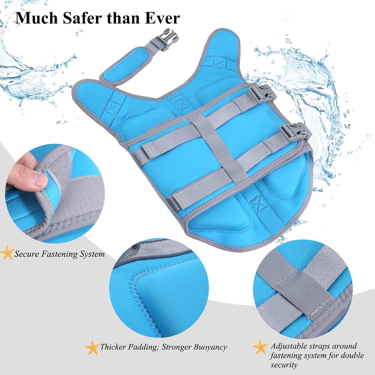 Lightweight Neoprene Dog Life Jackets, Skin-Friendly Pet Life Preserver Life Vest with D-Ring and Quick Release Buckle for Puppy Small Dogs
