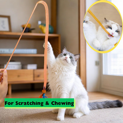 Cat Toy Wand Interactive Flashing Cat Teaser Wand Toys for Indoor Cats Buy One Get Two Natural Bird Feather Ball Toys Perfect for Keeping Your Feline Friend Entertained