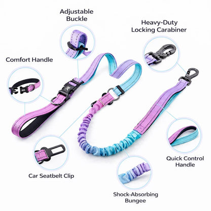 Multi-Functional doggood Anti-Pull Dog harness Leash | Shock-Absorbing Bungee | Hands-Free Crossbody & Waist Leash | Car Seatbelt Compatible | Adjustable Training Lead,Premium Pick | no pull dog harness
