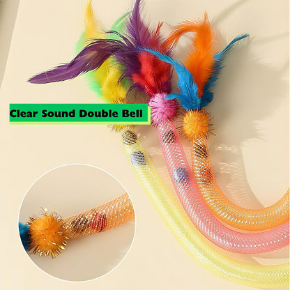 Cat Toy Wand Interactive Flashing Cat Teaser Wand Toys for Indoor Cats Buy One Get Two Natural Bird Feather Ball Toys Perfect for Keeping Your Feline Friend Entertained