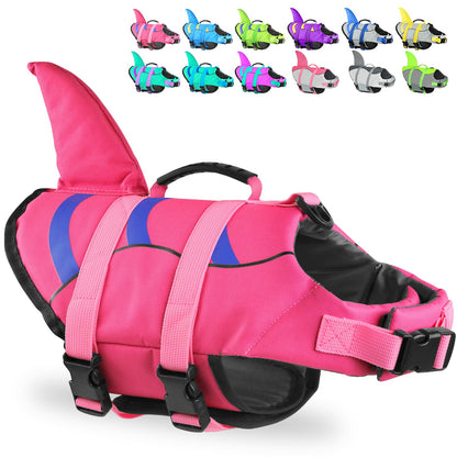 Dog Life Jacket Shark, Dog Life Vest Adjustable Ripstop, Puppy Swimming Safety Vest with Superior Buoyancy & Rescue Handle