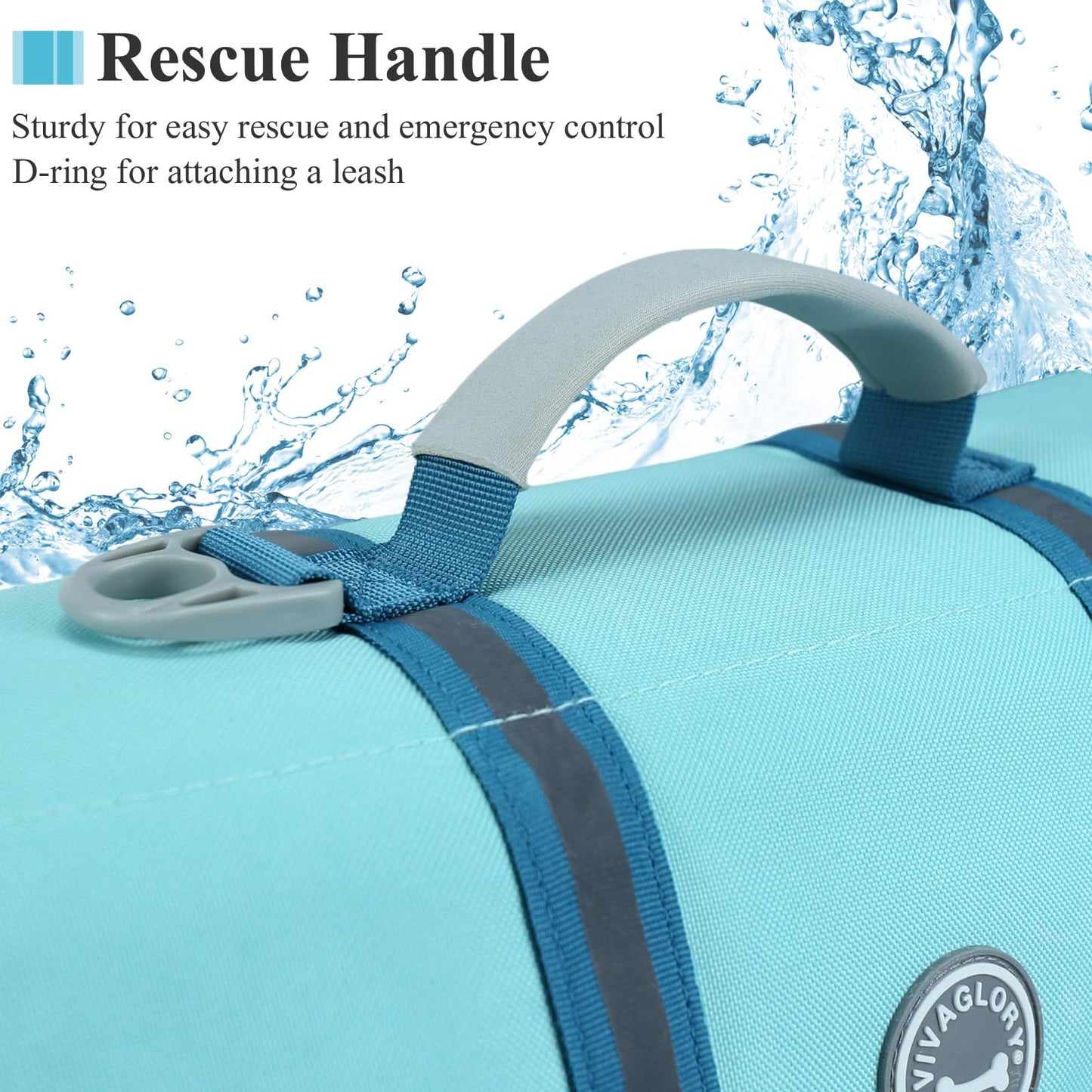 Ripstop Dog Life Jacket for Small Medium Large Dogs Boating, Dog Swimming Vest with Enhanced Buoyancy & Visibility, Cyan
