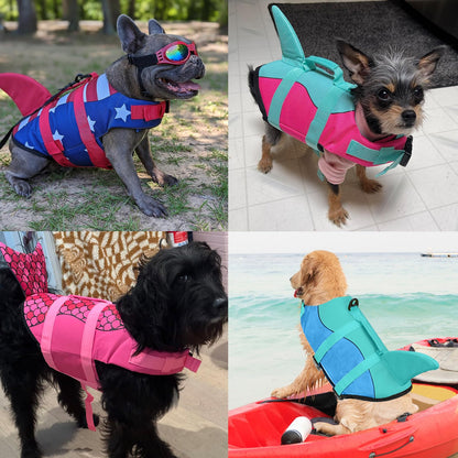 Dog Life Jacket, High Buoyancy Shark Swimsuit, Ripstop American Flag