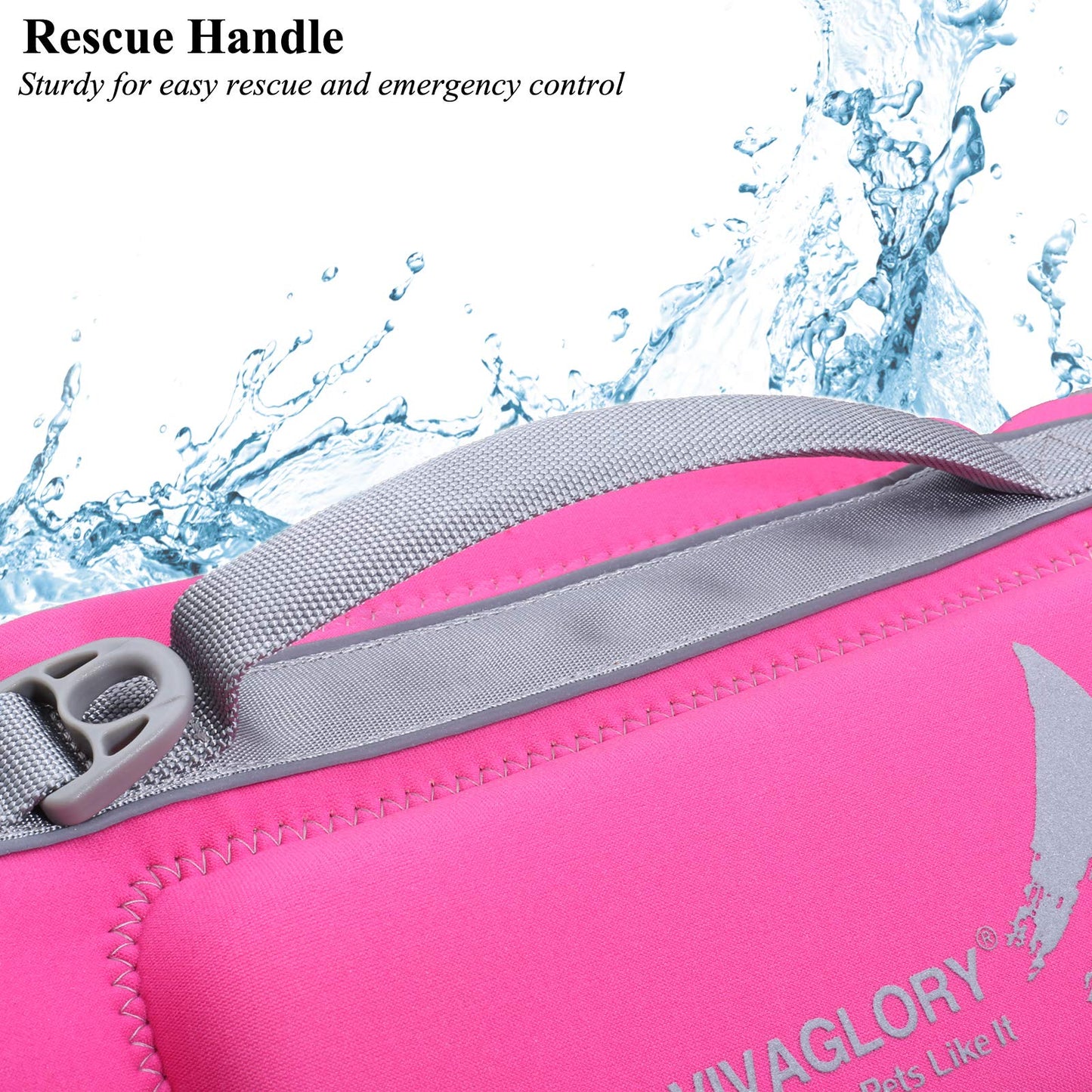 Lightweight Dog Life Jacket, Pet Life Preserver Life Vest Skin-Friendly Neoprene for Medium Dogs with D-Ring and Quick Release Buckle, Pink