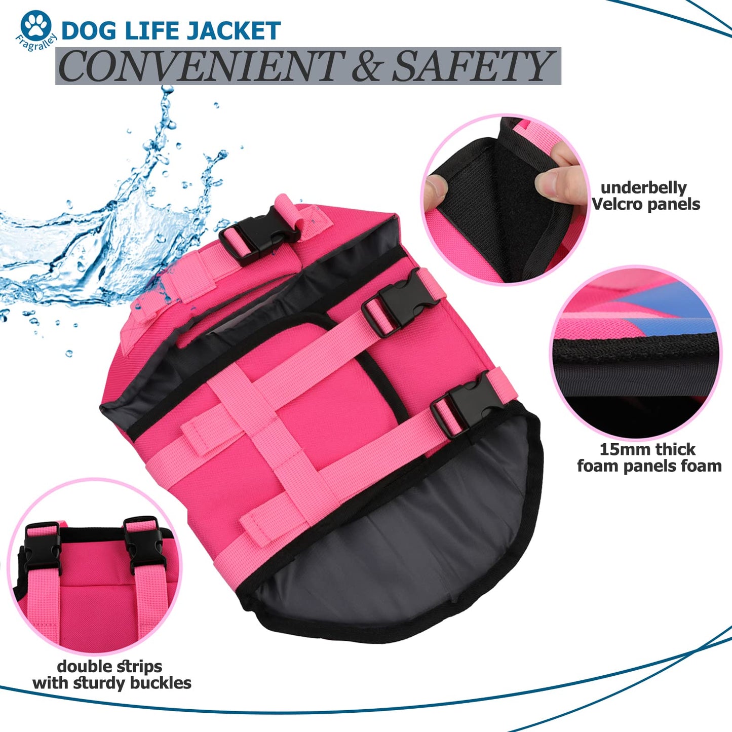 Dog Life Jacket Shark, Dog Life Vest Adjustable Ripstop, Puppy Swimming Safety Vest with Superior Buoyancy & Rescue Handle