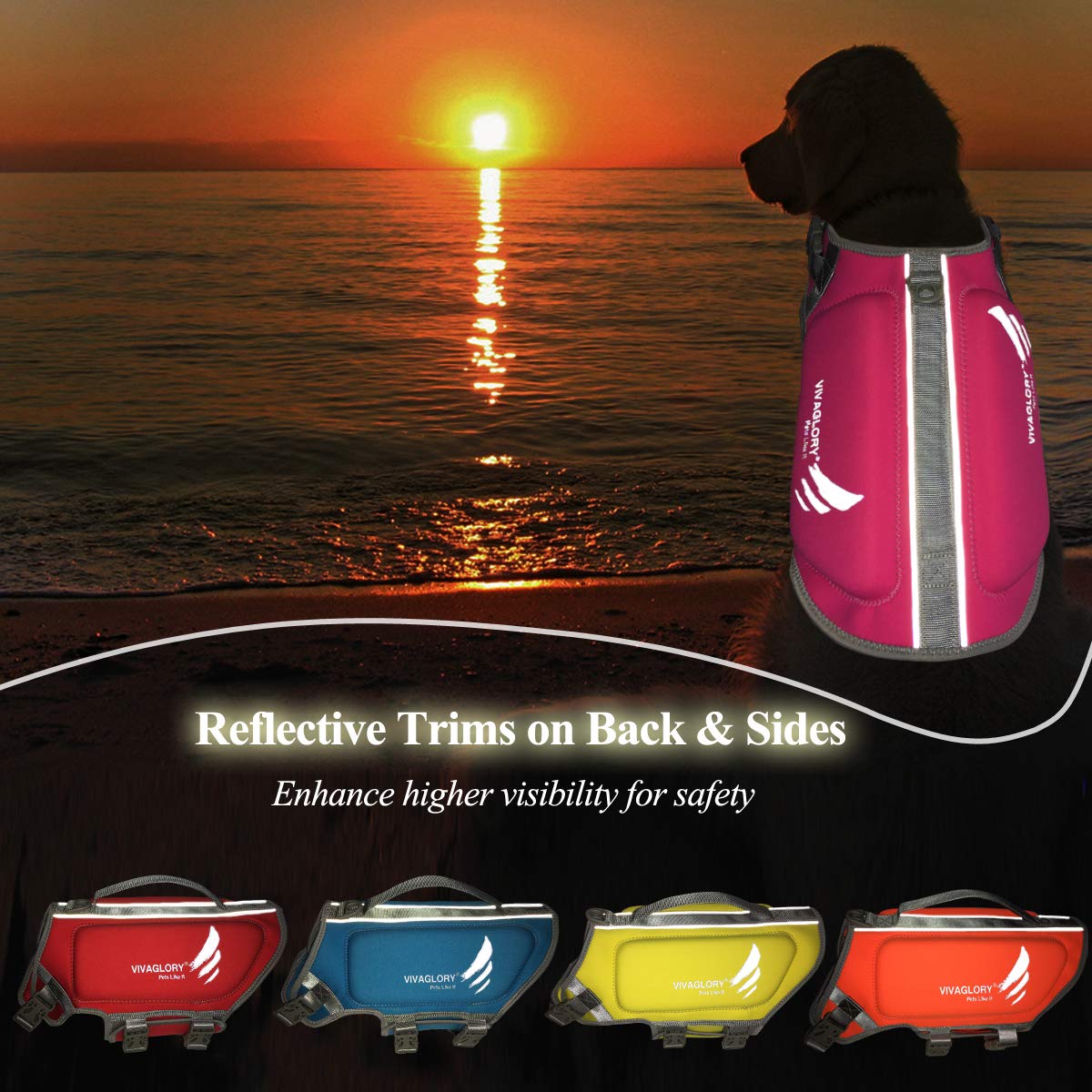 Lightweight Dog Life Jacket, Pet Life Preserver Life Vest Skin-Friendly Neoprene for Medium Dogs with D-Ring and Quick Release Buckle, Pink
