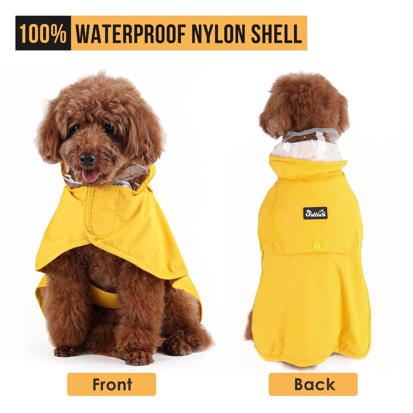 Dog Raincoat, Adjustable Dog Rain Jacket with Clear Hooded Double Layer