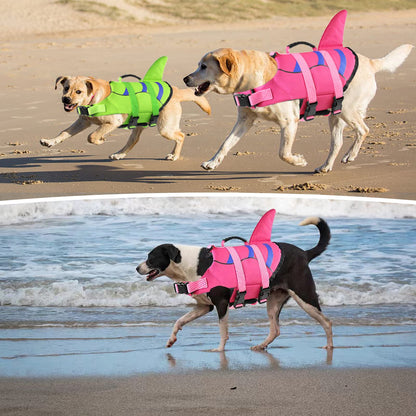 Dog Life Jacket Shark, Dog Life Vest Adjustable Ripstop, Puppy Swimming Safety Vest with Superior Buoyancy & Rescue Handle